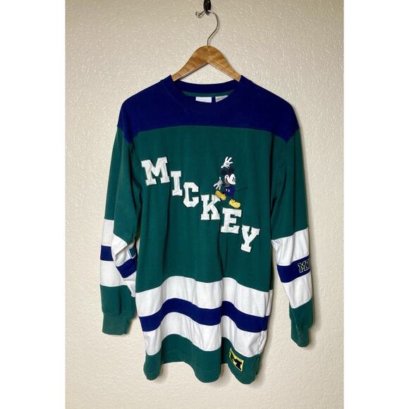 VTG Mickey & Co Rugby Hockey Shirt Mens Medium Long Sleeve Pullover Embroidered - Picture 1 of 10